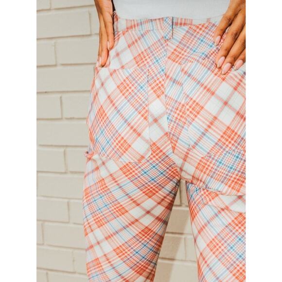 Rolla's Plaid Bootcut Pants •Women M/ 10• High Rise Pomegranate Casual Rollas - Picture 5 of 16